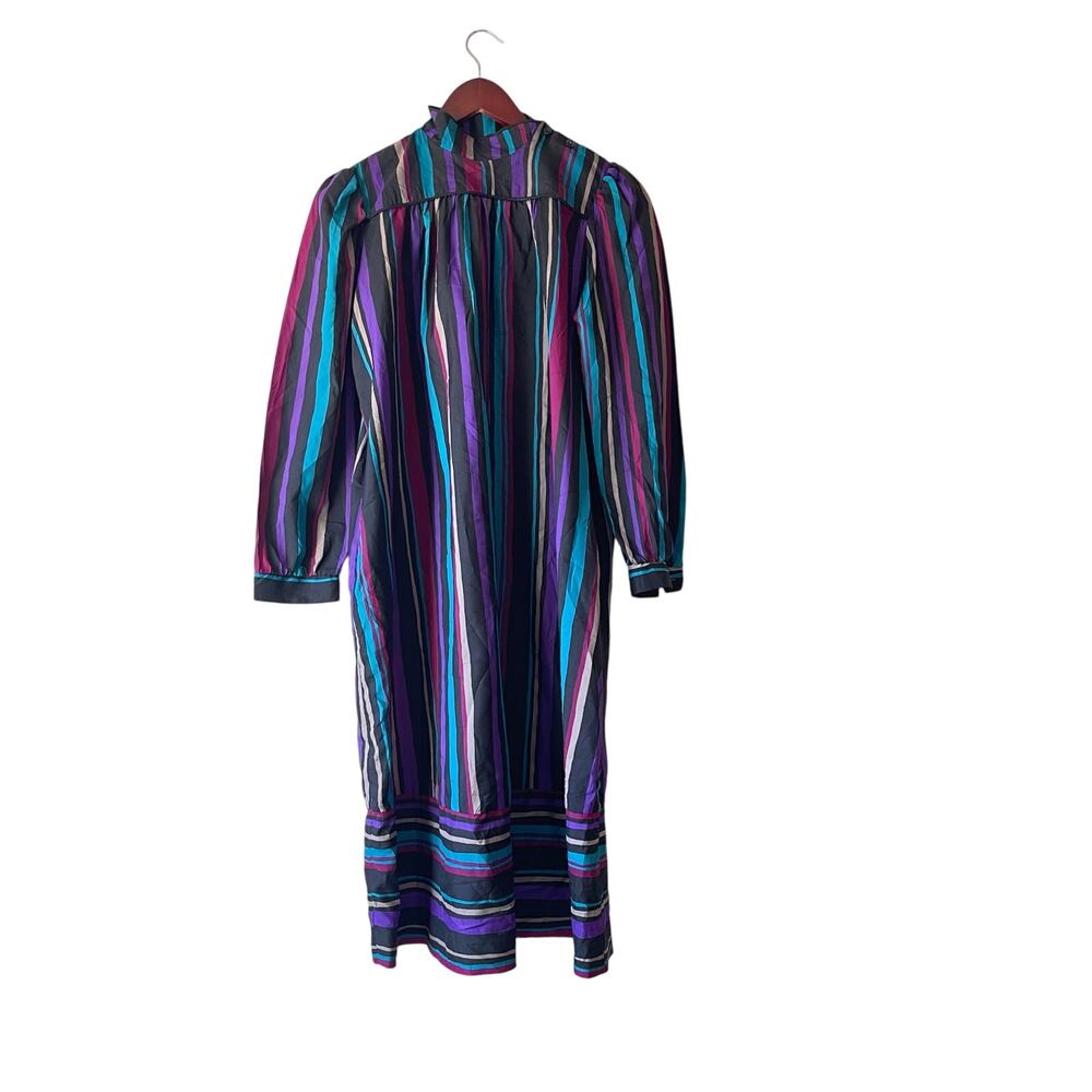 Vintage colorful‎ rainbow striped puff sleeve shift dress size 6